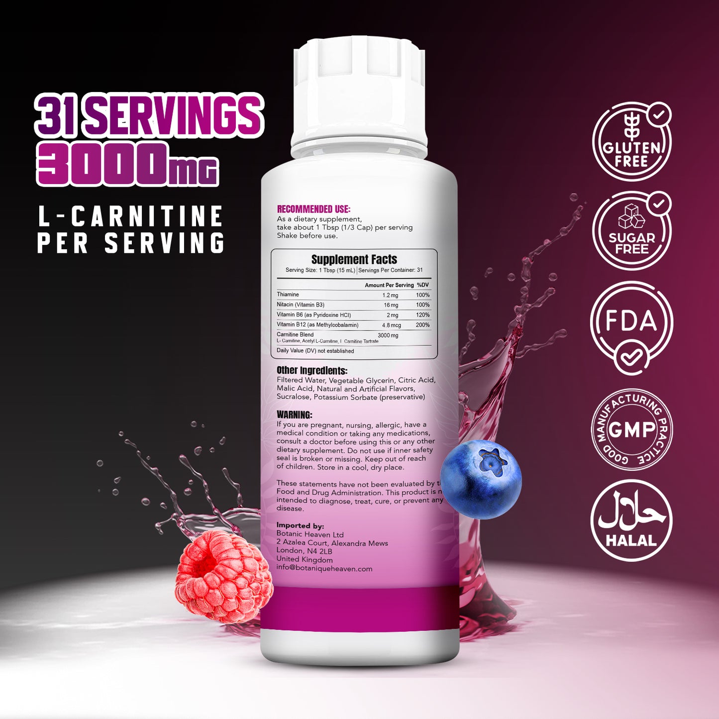 L-Carnitine 3000 Liquid + Vitamins (Berry Blast)