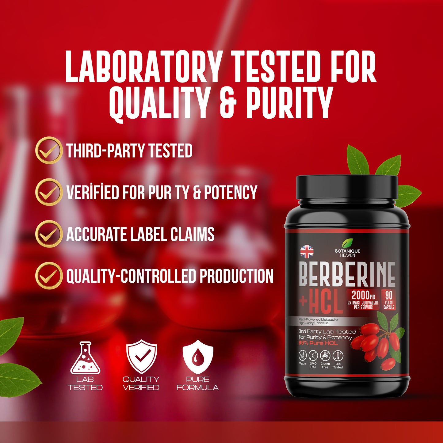 Berberine HCL 2000mg – 90 Vegan Capsules