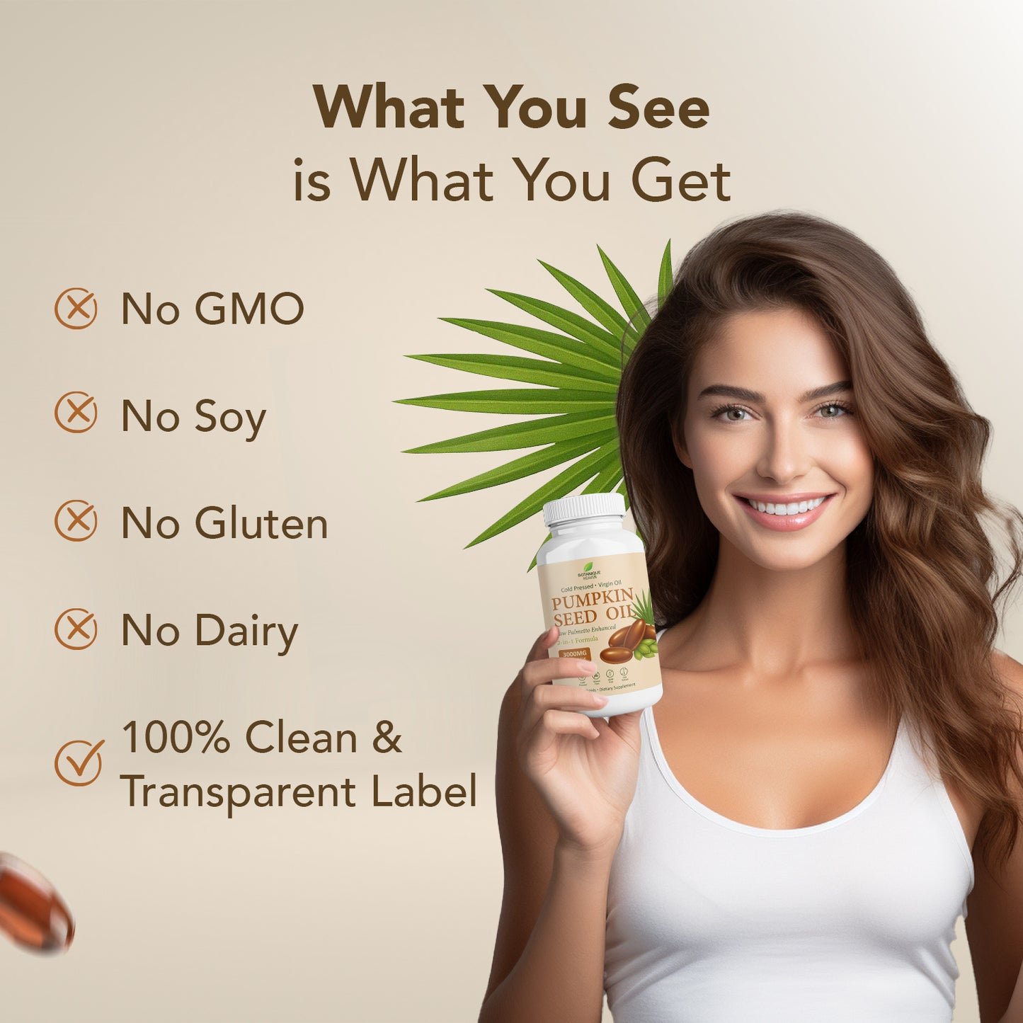 Pumpkin Seed Oil & Saw Palmetto Capsules – 3600mg per Serving, 300 Softgels