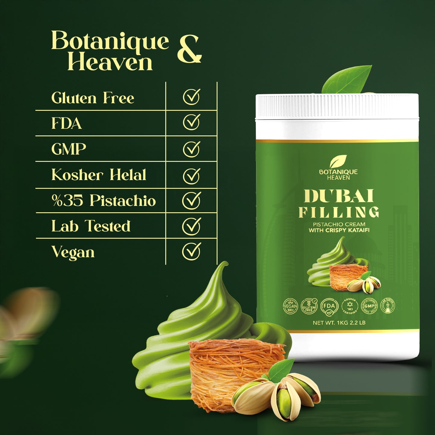 Pistachio Cream with Crispy Kataifi – 35% (1kg)