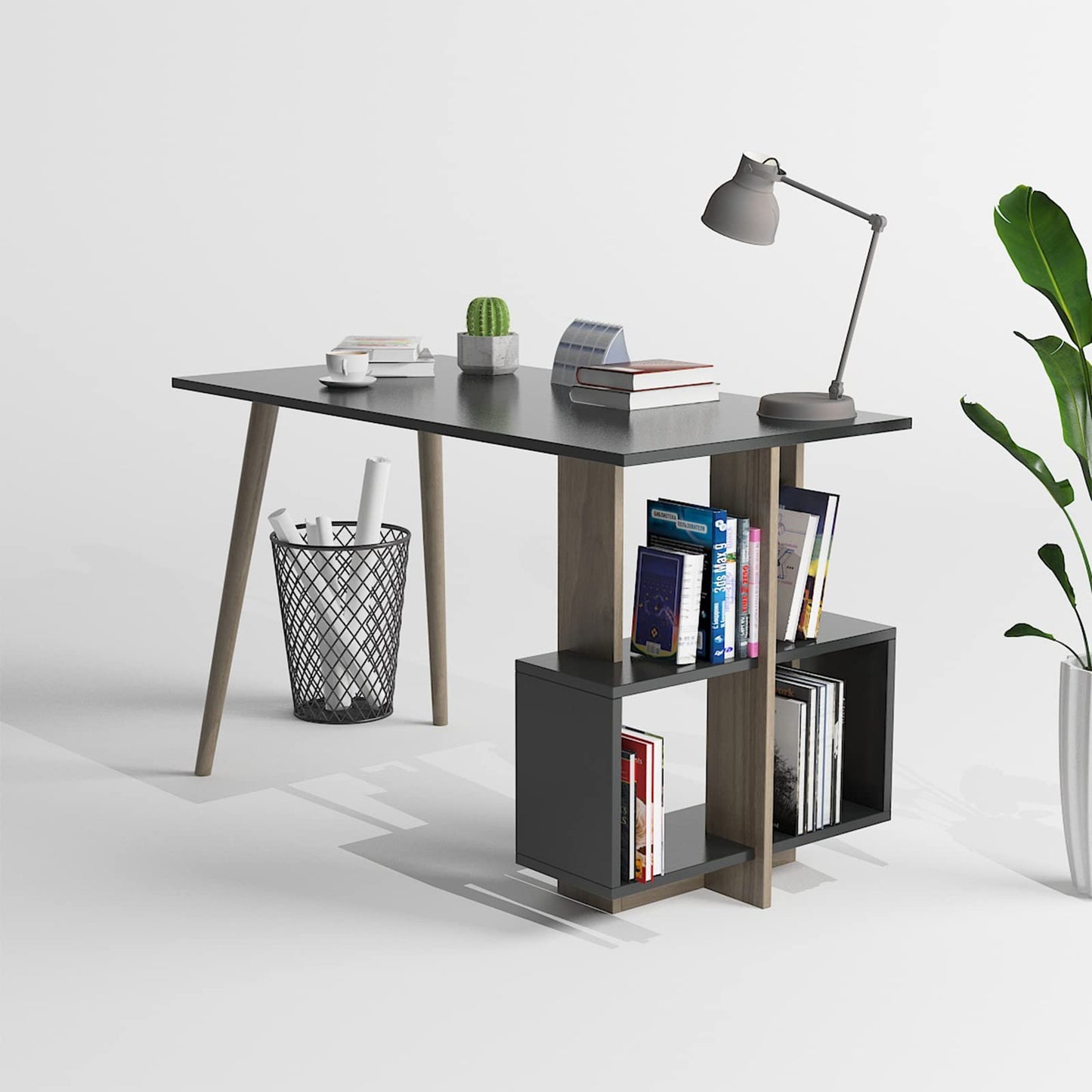Study & Office Desk 120×60 cm (Walnut-Anthracite)