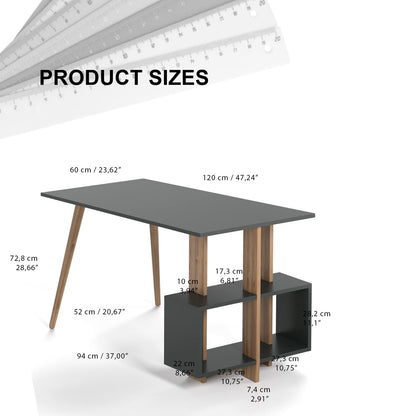 Study & Office Desk 120×60 cm (Walnut-Anthracite)