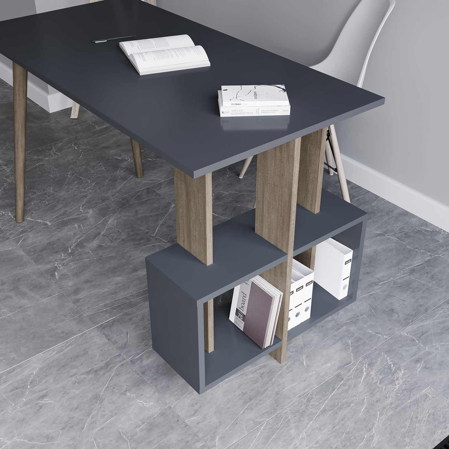 Study & Office Desk 120×60 cm (Walnut-Anthracite)