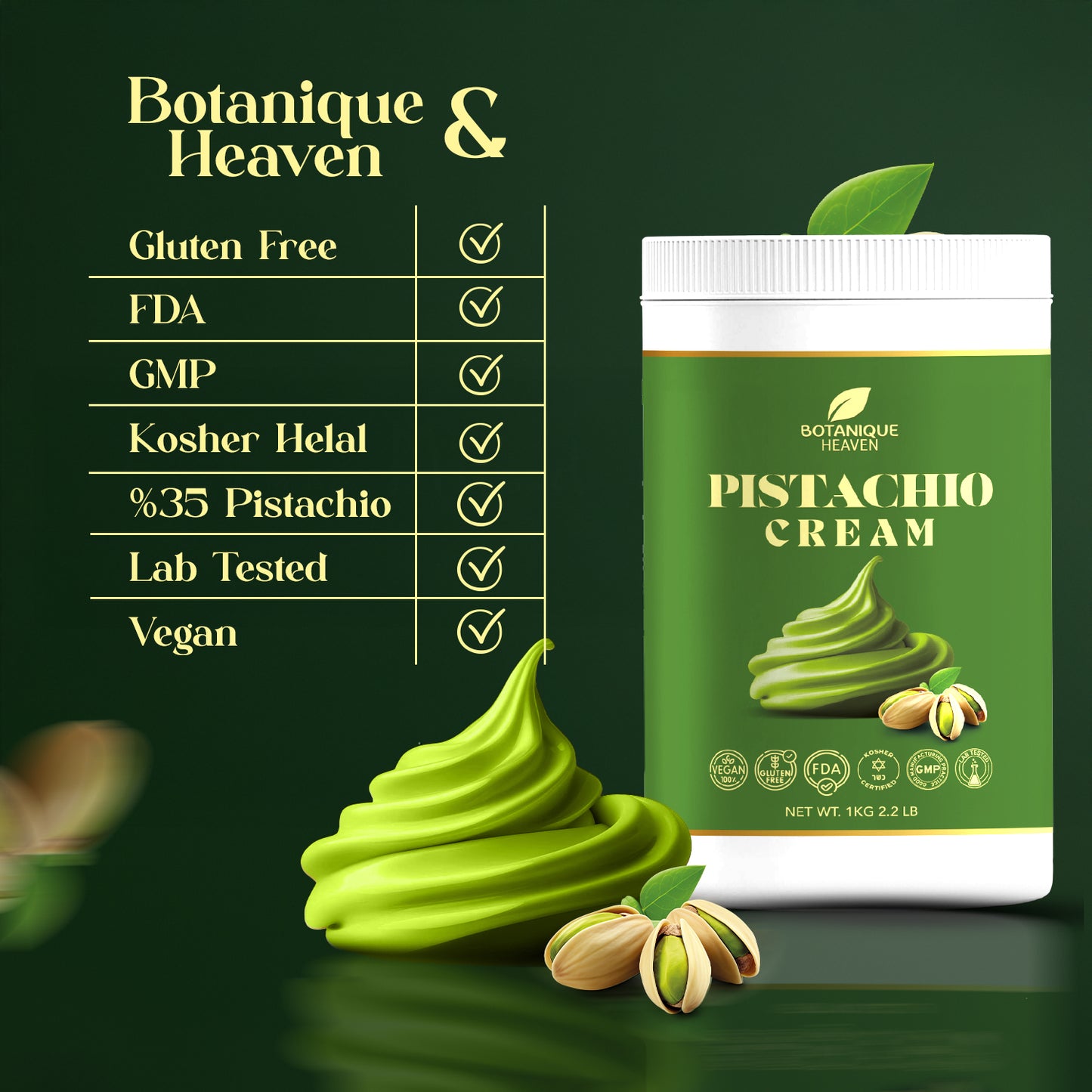 Premium Pistachio Cream – 35% Pistachio (1kg)